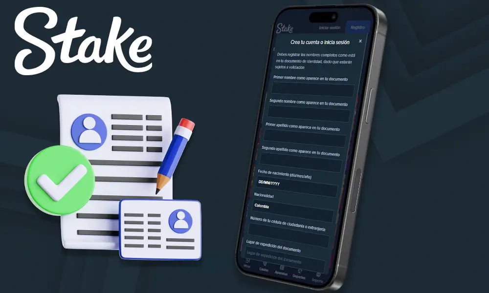 Registro en la aplicación móvil Stake